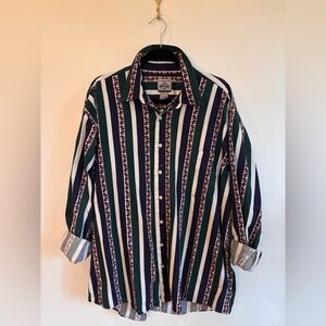 Cambridge Classics Vintage Paisley Stripe Button Down Shirt XLT